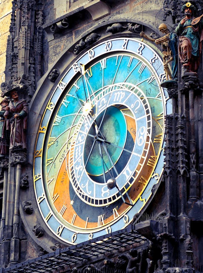 pexels photo 820735 Close-up of Prague's historic astronomical clock featuring intricate details and vibrant colors.